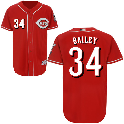 Homer Bailey #34 mlb Jersey-Cincinnati Reds Women's Authentic Red Baseball Jersey